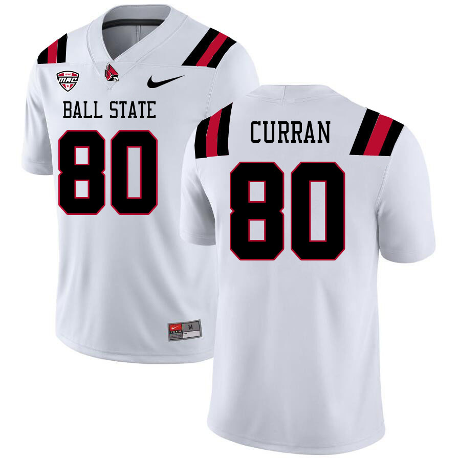 Ball State Cardinals #80 Ty Curran College Football Jerseys Stitched-White